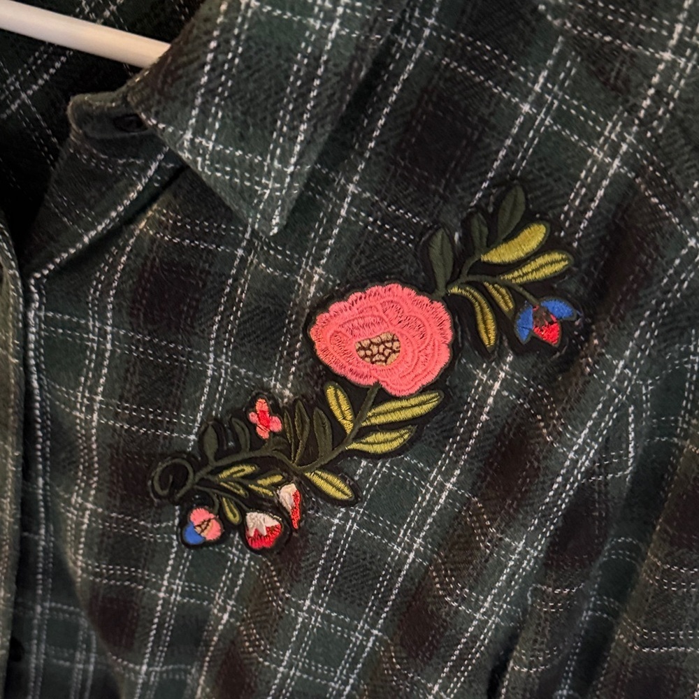 Abound Plaid Shirt with Floral Embroidery - Picture 5 of 5